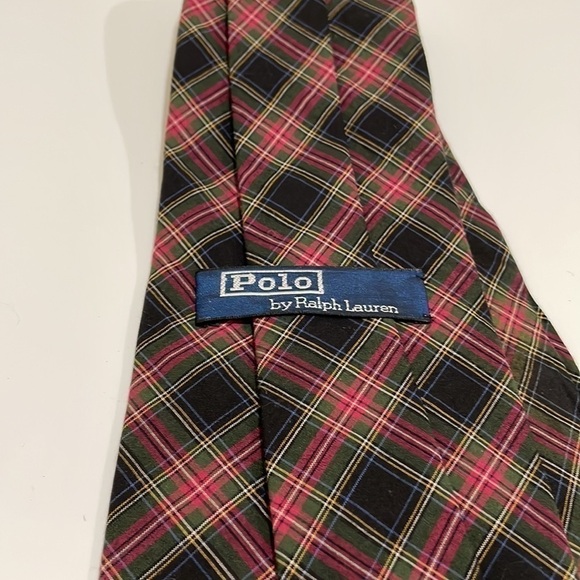 Vintage Ralph Lauren Polo Logo Classic Plaid Tie-Black/Green/Red-EUC! - Picture 4 of 6